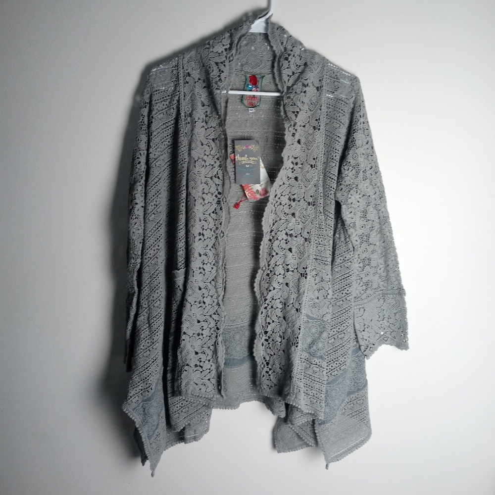 Johnny Was Floral Crochet Jacket Size M